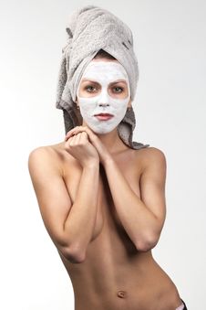 Topless Girl With Facial Mask Stock Photo Topless Girl With Facial Mask Stock Photo