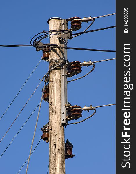 Electric support voltage  line and blue sky