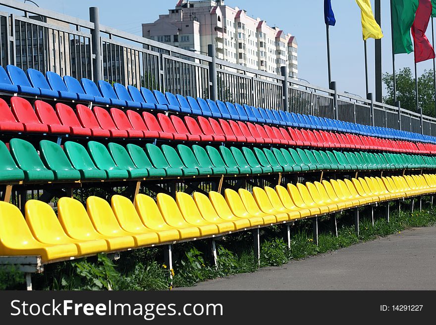 Seats at small city stadium. Seats at small city stadium