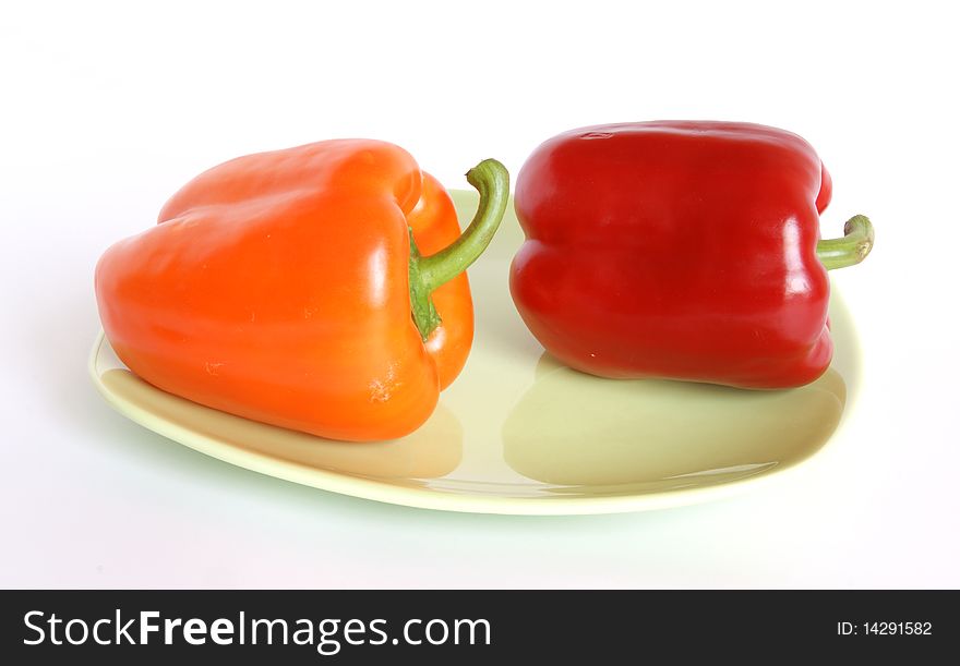 Large fresh bell pepper isolated on white background