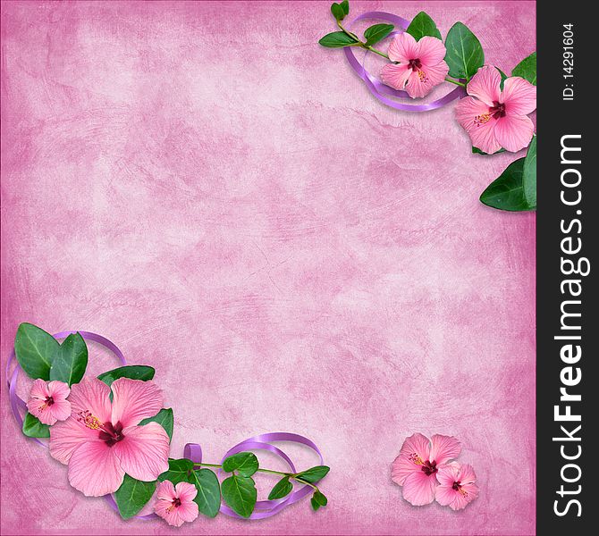 Card for the holiday  with flowers on the abstract background