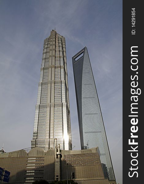 Jin Mao Building and Financial Center Building,Office building，Lujiazui in Shanghai