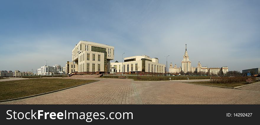 Moscow, Russia. Panorama building a new library M. V. Lomonosov Moscow State University. Moscow, Russia. Panorama building a new library M. V. Lomonosov Moscow State University