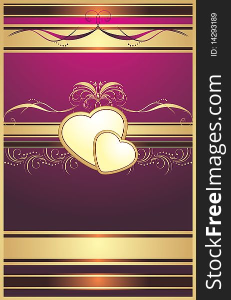 Hearts with ornament. Decorative background for design. Illustration