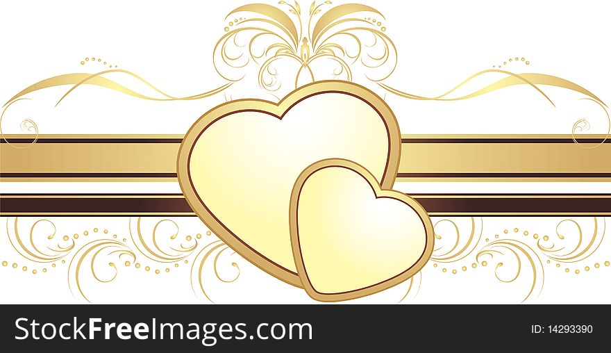 Hearts With Ornament. Decorative Element