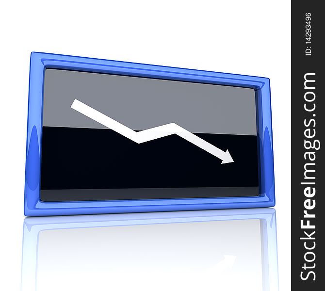 Illustration of blackboard with white falling graph