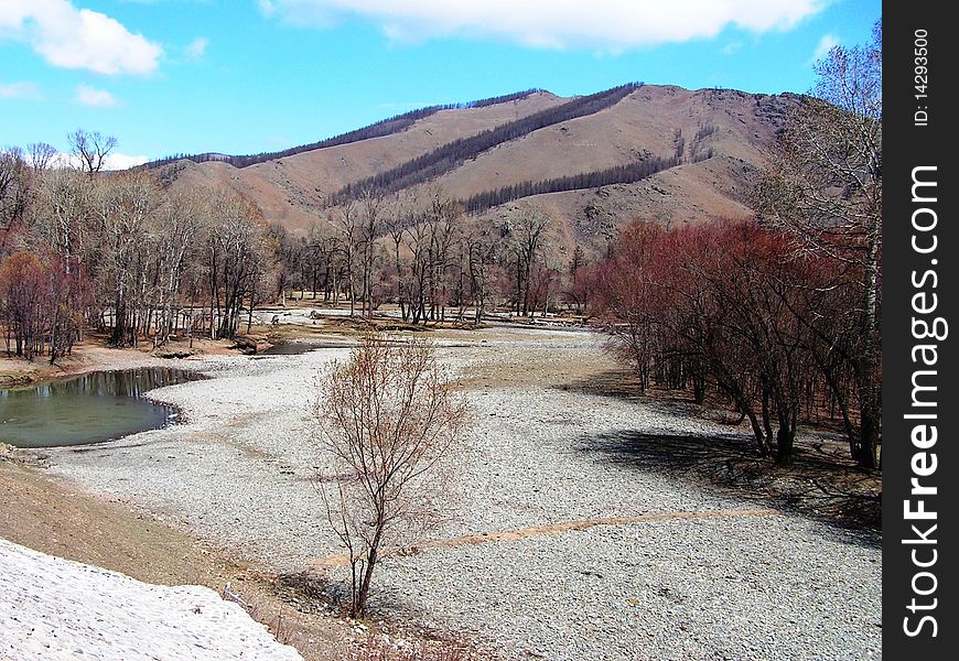 A landscape in the Gobi desert of Mongolia. A landscape in the Gobi desert of Mongolia