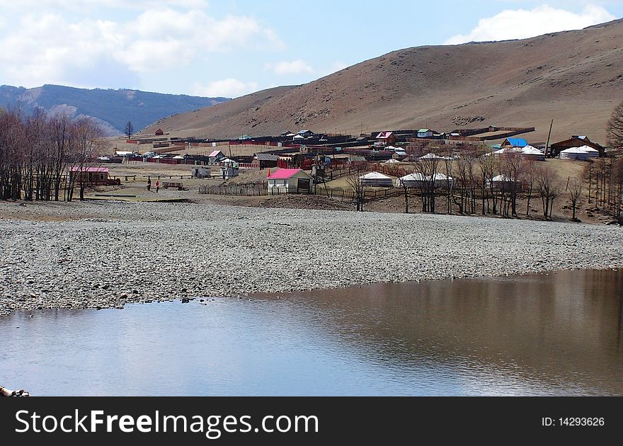 A landscape in the Gobi desert of Mongolia. A landscape in the Gobi desert of Mongolia