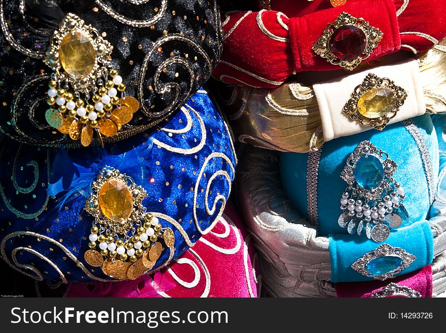 Traditional Turkish Sultan hats in a pile. Traditional Turkish Sultan hats in a pile