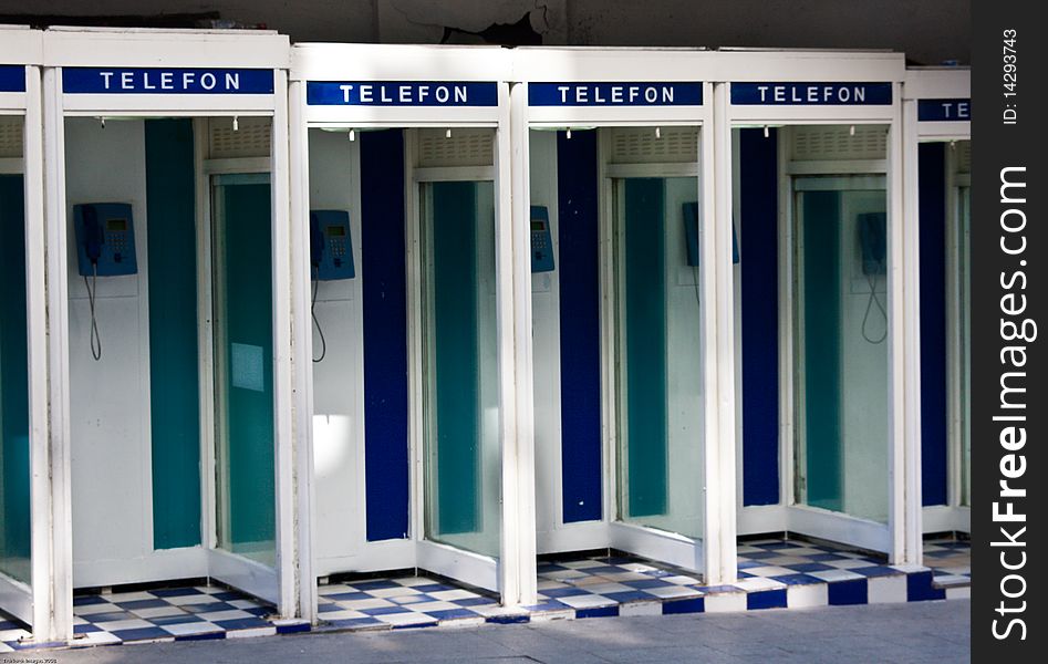 Use of mobile phones has minimised the need for phone booths. Use of mobile phones has minimised the need for phone booths