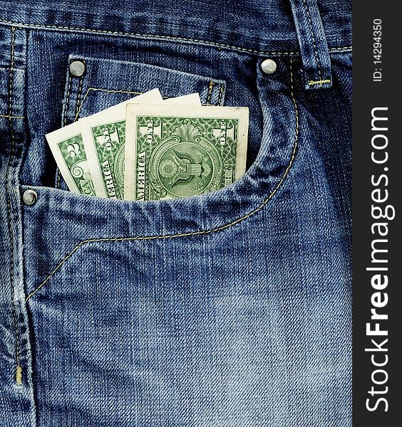 Money in the pocket of jeans. Money in the pocket of jeans.