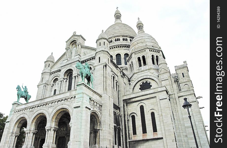 Sacre - Coeur Basilica on hills of Montmartre Paris France. Sacre - Coeur Basilica on hills of Montmartre Paris France