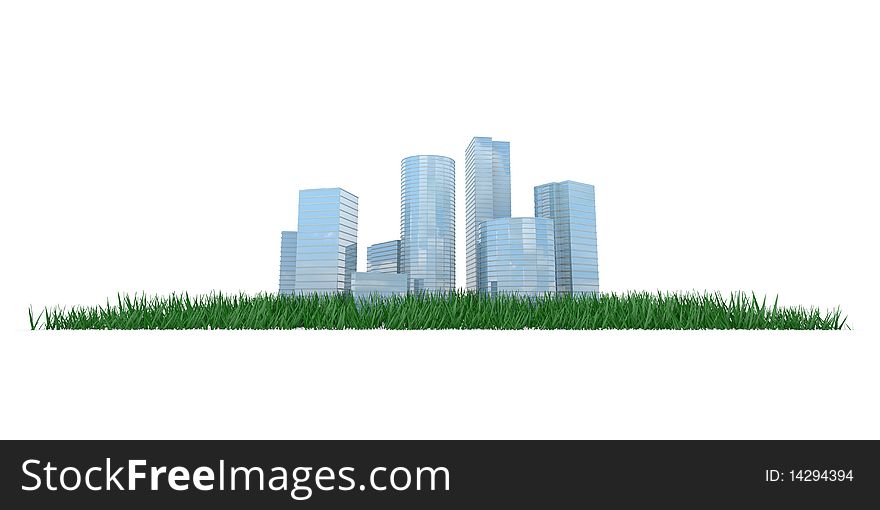 Abstract model of eco city on white background. Abstract model of eco city on white background