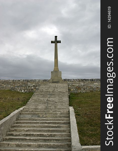 Cross Monument For Death In Falkland War