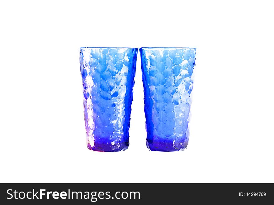 Blue glasses on a white background