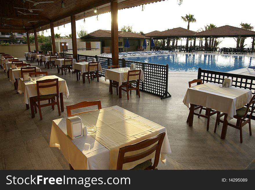 Empty Restaurant At Pool