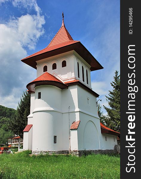 A picture of the exteriors of the Brancoveanu Monastery located on the valley of Sambata river, Romania. A picture of the exteriors of the Brancoveanu Monastery located on the valley of Sambata river, Romania.