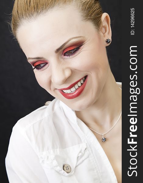Female portrait with a red makeup
