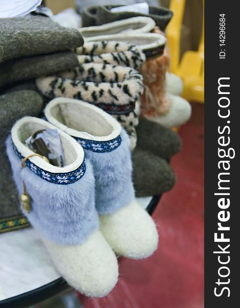 Traditional Russian felted shoes