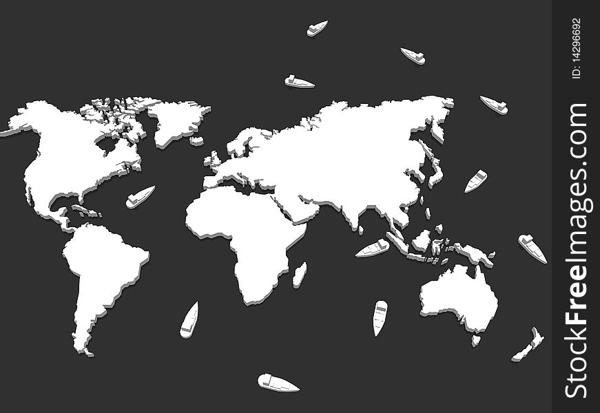 Illustration of a world map cargo. Illustration of a world map cargo