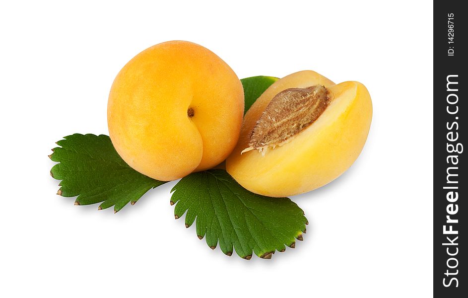 Apricot with hand made clipping path, isolated against white background