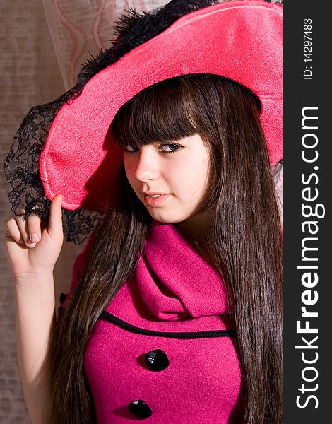 Lovely teen girl in dress and hat. Lovely teen girl in dress and hat