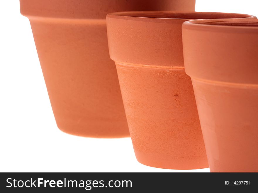 Flowerpots from clay for a flower cultivation and other plants in house conditions.
