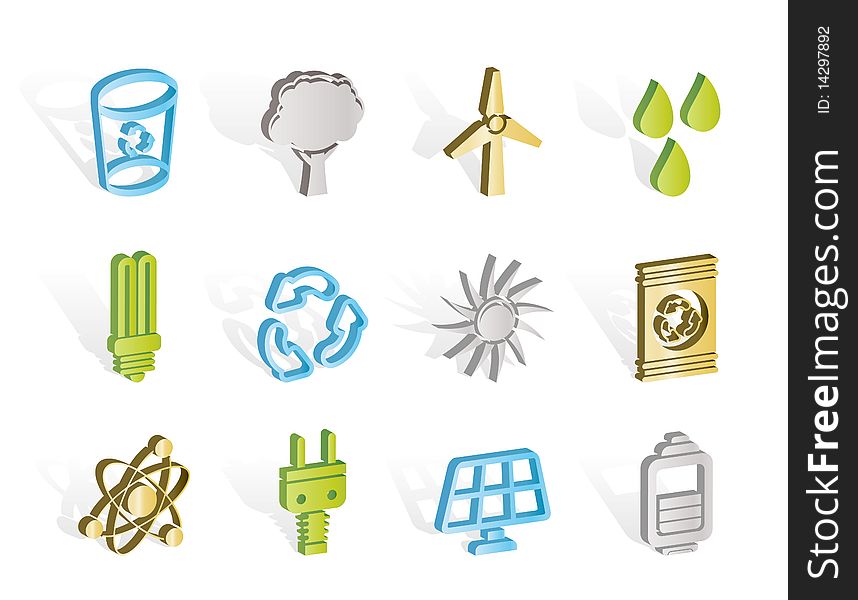 Ecology, Energy And Nature Icons