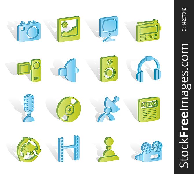 Media and household equipment icons - icon set