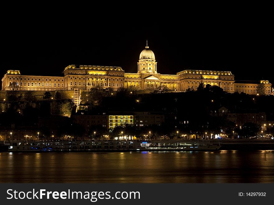 Royal palace at night in budapest, hungary. Royal palace at night in budapest, hungary