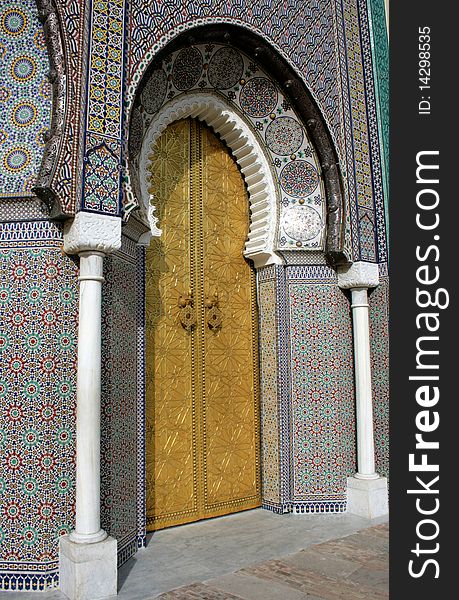 Main golden gates of royal palace in marrakesh