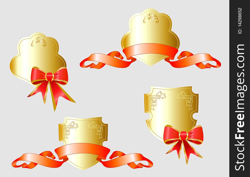 Vector set of gold heraldic symbols