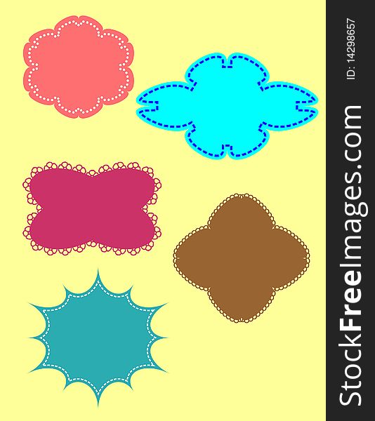 Set Of Color Framework As Stickers And Labels