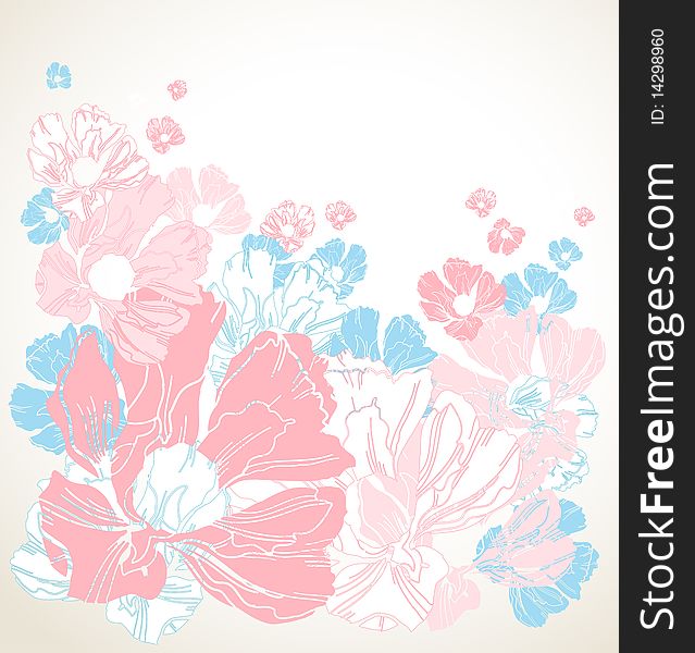 Floral Bouquet Background With A Space For A Text