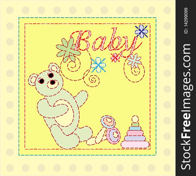 Universal baby boy or girl arrival announcement card. Illustration, . Universal baby boy or girl arrival announcement card. Illustration, .