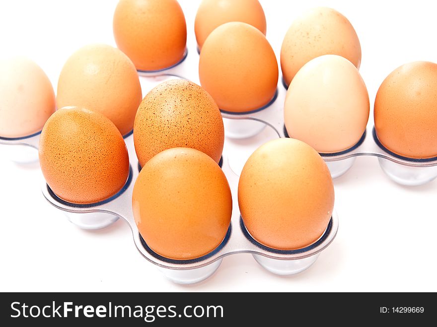 Rows from eggs isolated on white background. Rows from eggs isolated on white background