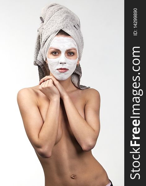 Topless Girl With Facial Mask