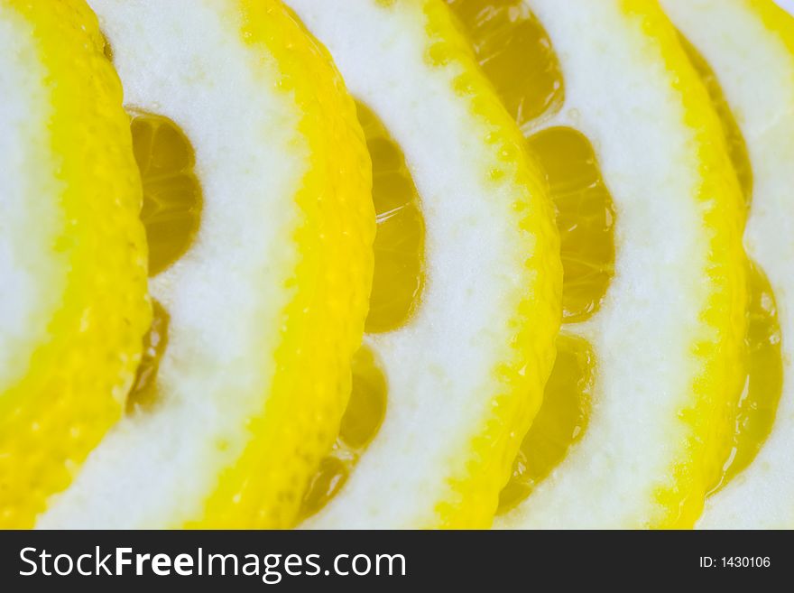 Slices of a lemon close up