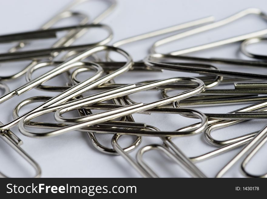 Few paper clips close up