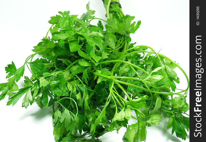 A bunch of parsley on pure white background