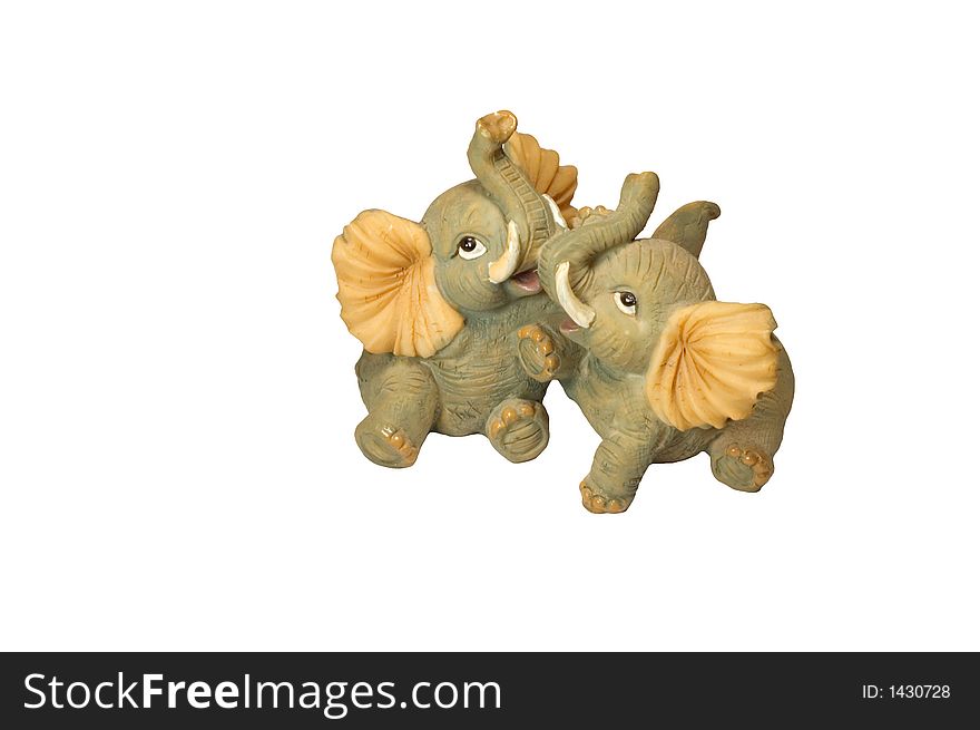 Series: isolated on white- Elephants calf, ceramics toy
