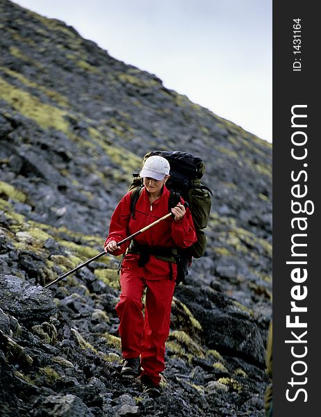 Tourist in Khibinskie mountains, Russia. Tourist in Khibinskie mountains, Russia