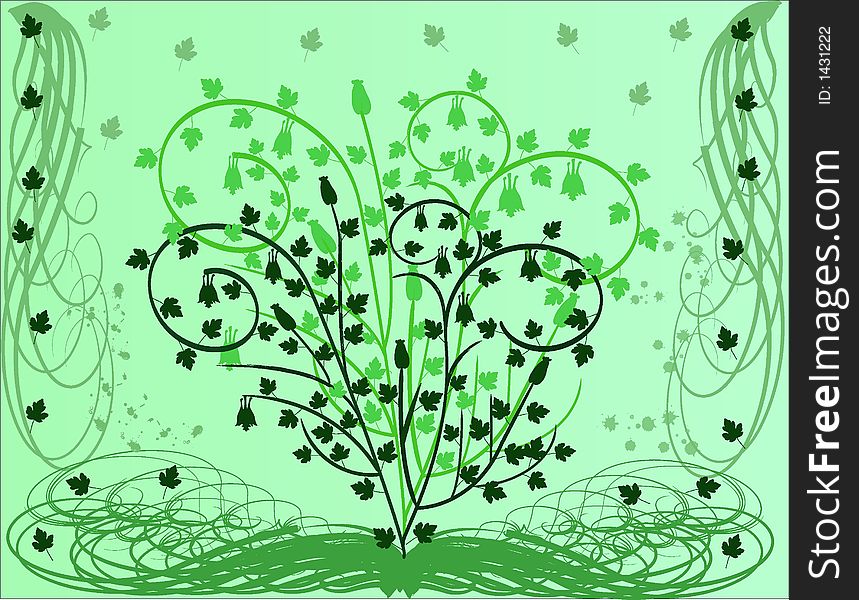 Floral background  in green - vector illustration. Floral background  in green - vector illustration
