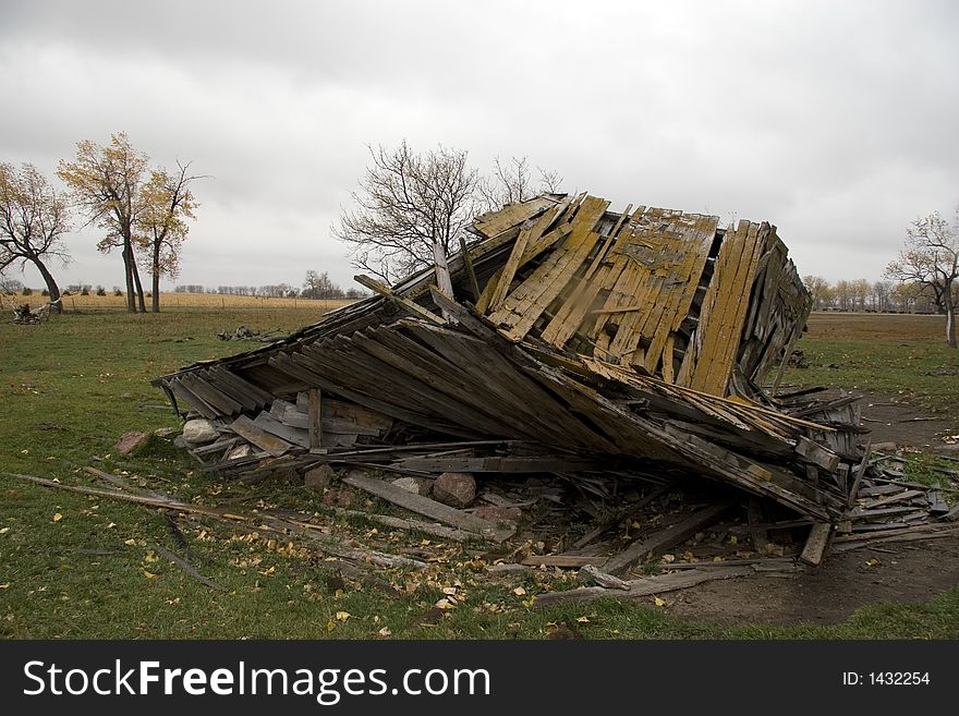 The collapse of the roof of this abandoned home. The collapse of the roof of this abandoned home