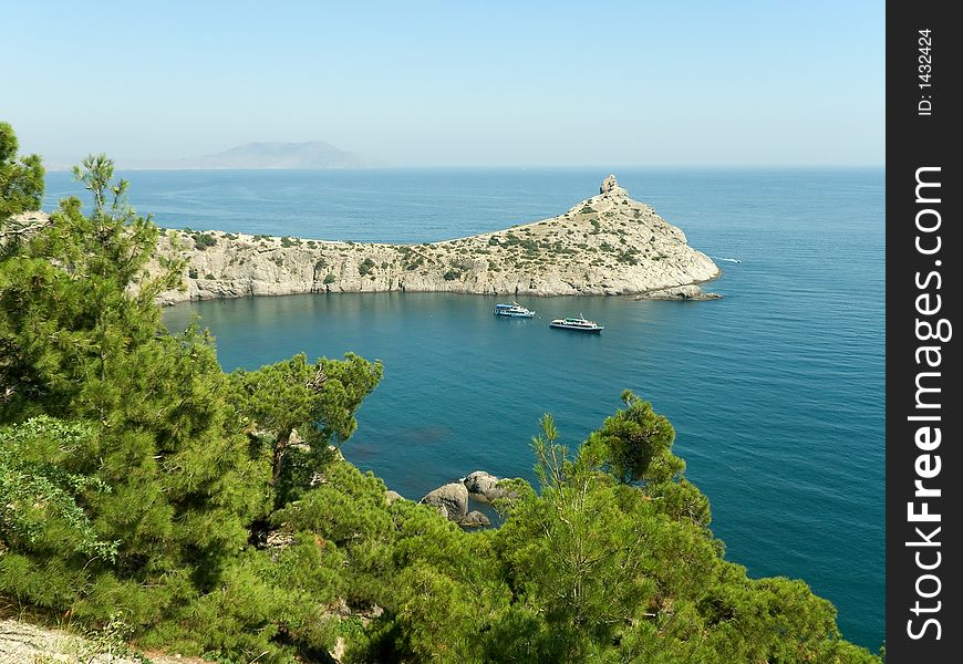 Lagoon and boats in Crimea