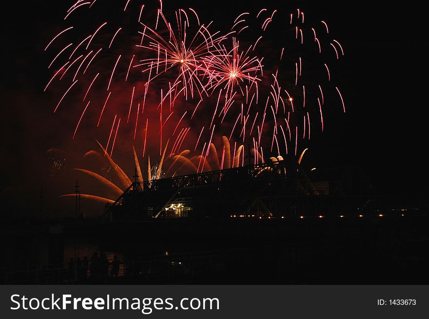 Detail of a festival of pyrotechny. Detail of a festival of pyrotechny