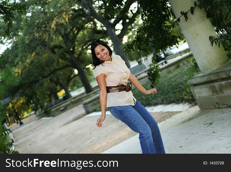 Body language of happiness and joy with tree background. Body language of happiness and joy with tree background