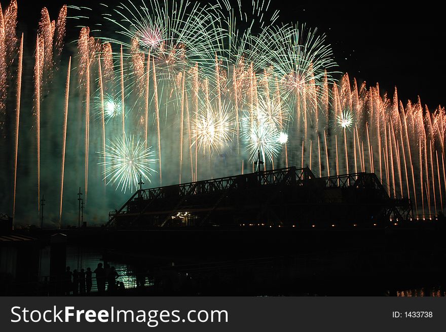 Detail of a festival of pyrotechny. Detail of a festival of pyrotechny