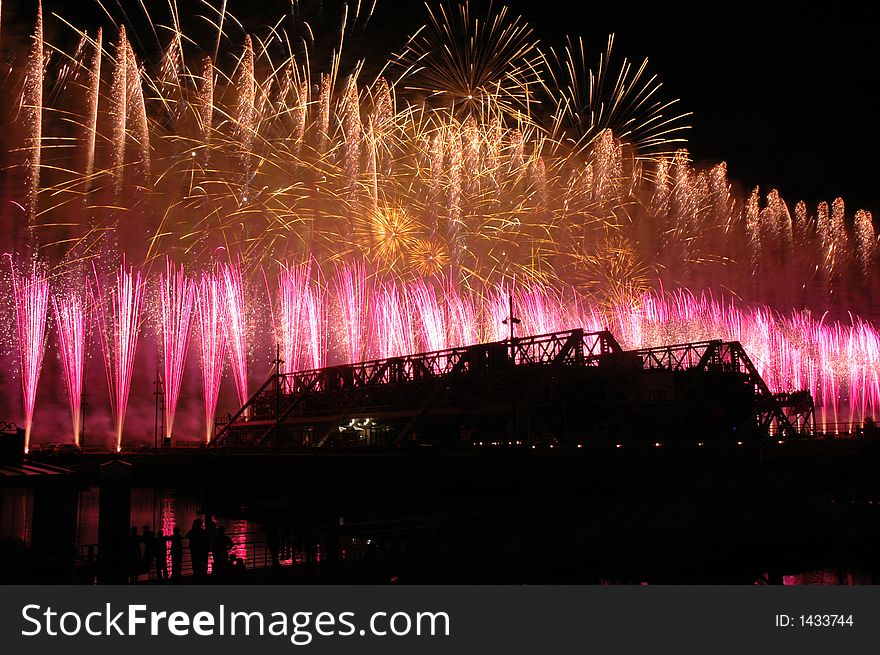 Detail of a festival of pyrotechny. Detail of a festival of pyrotechny