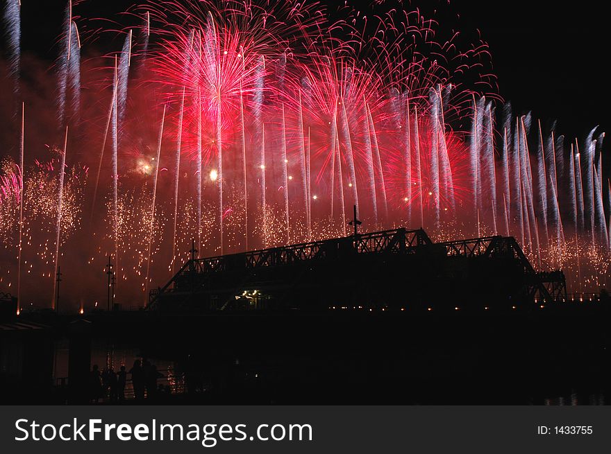 Detail of a festival pf pyrotechny. Detail of a festival pf pyrotechny